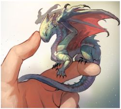 Rule 34 | animal, claws, dragon, closed eyes, headpat, holding, holding animal, mullmull02, original, wings