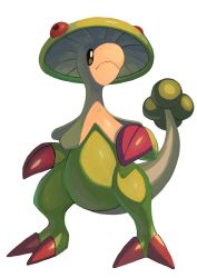 Rule 34 | black eyes, breloom, claws, closed mouth, commentary request, creatures (company), frown, full body, game freak, gen 3 pokemon, highres, looking up, nintendo, no humans, pokemon, pokemon (creature), shiny skin, solo, standing, tesshii (riza4828)