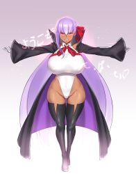 Rule 34 | 1girl, absurdres, aster crowley, bb (fate), bb (fate/extra), black coat, blush, breasts, coat, dark-skinned female, dark skin, fate/extra, fate/extra ccc, fate (series), full body, gloves, glowing, glowing eyes, grin, hair ribbon, highleg, highleg leotard, highres, large breasts, leotard, long hair, long sleeves, looking at viewer, neck ribbon, open clothes, open coat, popped collar, purple eyes, purple hair, red ribbon, ribbon, smile, tan, very long hair, white gloves, white leotard, wide sleeves