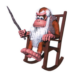 Rule 34 | 1boy, 3d, beard, cane, chair, cranky kong, donkey kong (series), donkey kong country, facial hair, full body, nintendo, official art, rareware, rocking chair, simple background, sitting, solo, white background