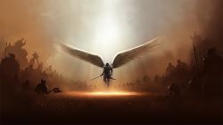 Rule 34 | angel, armor, demon, diablo, epic, highres, sword, tyrael, weapon, wings