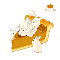 Rule 34 | animal, animal focus, black eyes, commentary request, dessert, food, food focus, lilac (p-f easy), looking at viewer, no humans, original, pumpkin, pumpkin pie, rabbit, simple background, tongue, tongue out, whipped cream, white background, white rabbit (animal)