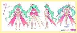 Rule 34 | 1girl, ahoge, aqua hair, arm up, blue eyes, boots, bow, candy, candy cane, cane, character sheet, color7, food, hat, hatsune miku, holding, holding cane, jacket, long hair, looking at viewer, mini hat, multiple girls, multiple views, open mouth, pink bow, puffy short sleeves, puffy sleeves, shirt, short jumpsuit, short sleeves, smile, solo, standing, standing on one leg, thighhighs, turnaround, twintails, very long hair, vocaloid, white footwear, white jacket, white wrist cuffs, wrist cuffs