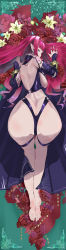 Rule 34 | 1girl, absurdres, ass, ass focus, back, baobhan sith (fate), baobhan sith (second ascension) (fate), bare shoulders, black panties, bracelet, breasts, bridal gauntlets, detached sleeves, earrings, fate/grand order, fate (series), feet, flower, full body, gem, grey eyes, highres, incredibly absurdres, jewelry, large breasts, legs, long hair, looking at viewer, looking back, nail polish, panties, pink hair, pointy ears, revealing clothes, rose, shio ramen, sidelocks, soles, solo, thigh strap, thighs, toes, underwear