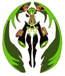 Rule 34 | 1girl, absurdly long hair, arm cannon, brown shirt, detached arm, detached legs, dual arm cannons, facing viewer, full body, green necktie, hatsune miku, high collar, hiramu, long hair, mechanical arms, mechanical hair, mechanical legs, narrow waist, necktie, no panties, shirt, simple background, sleeveless, sleeveless shirt, solo, twintails, very long hair, vocaloid, weapon, white background