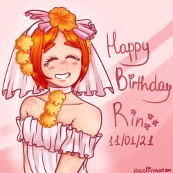 Rule 34 | 1girl, artist name, artist request, back bow, bare shoulders, bow, breasts, cherry blossoms, choker, cleavage, collarbone, dress, earrings, closed eyes, female focus, flower, gloves, hair between eyes, hair flower, hair ornament, highres, hoshizora rin, jewelry, looking at viewer, love live!, love live! school idol festival, love live! school idol project, love wing bell, love wing bell (love live!), orange flower, orange hair, parted lips, pink background, pink bow, plaid, plaid dress, pleated, pleated dress, pom pom (clothes), pom pom hair ornament, short dress, short hair, sleeveless, sleeveless dress, small breasts, smile, solo, strapless, strapless dress, teeth, upper body, veil, wedding dress, white choker, white dress, white gloves, white veil, white wrist cuffs, wrist cuffs, yellow flower