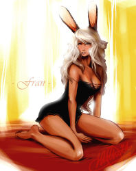 Rule 34 | 00s, 1girl, animal ears, artist request, bad anatomy, bad feet, barefoot, black dress, breasts, rabbit ears, cleavage, dark skin, dark-skinned female, dress, feet, final fantasy, final fantasy xii, fran (ff12), gown, large breasts, lingerie, long hair, open mouth, poorly drawn, soles, solo, source request, toes, underwear, viera, white hair