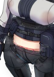 Rule 34 | ak-12, ak-12 (girls&#039; frontline), assault rifle, bad id, bad pixiv id, breasts, close-up, crotch, erkisa, girls&#039; frontline, highres, kalashnikov rifle, lactation, large breasts, midriff, pants, pubic tattoo, pussy juice, pussy juice drip, pussy juice drip through clothes, pussy juice trail, shirt, solo, tattoo, wet, wet clothes, wet shirt