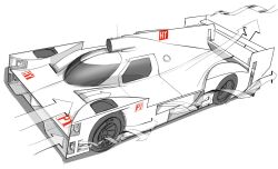 Rule 34 | 959, aerodynamics, arrow (symbol), car, commentary request, from above, highres, le mans prototype, motor vehicle, no humans, original, race vehicle, racecar, shadow, spoiler (automobile), spot color, vehicle focus, world endurance championship
