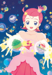 Rule 34 | 1girl, :d, ahoge, blue eyes, comet (comet-san), cosmic baton girl comet-san, hair ornament, jewelry, looking at viewer, moai (aoh), open mouth, pendant, reaching, reaching towards viewer, red hair, see-through, short hair, smile, solo, star (symbol), star hair ornament