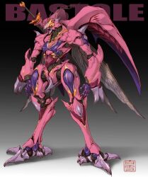 Rule 34 | bastole, character name, full body, gradient background, highres, looking to the side, maeda hiroyuki, mecha, no humans, open hands, redesign, robot, science fiction, seisenshi dunbine, shadow, sheath, sheathed, solo, standing, sword, weapon