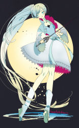 Rule 34 | 1girl, blue eyes, boots, cropped jacket, dress, high heel boots, high heels, highres, long hair, long sleeves, rwby, scar, scar across eye, scar on face, side ponytail, strapless, strapless dress, sword, weapon, wedge heels, weiss schnee, white dress, white footwear, white hair, wide sleeves
