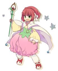 Rule 34 | flower, green eyes, open mouth, red hair, rubia natwick, shoes, staff, star (symbol), tales of (series), tales of the tempest