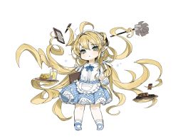 Rule 34 | 1girl, absurdly long hair, ahoge, alternate costume, blonde hair, clipboard, corn, drinking straw, duster, food, glass, granblue fantasy, green eyes, hairband, harvin, long hair, meat, melissabelle, pen, pointy ears, prehensile hair, solo, spawnfoxy, tray, very long hair, waitress