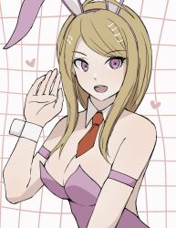 Rule 34 | 1girl, :d, akamatsu kaede, animal ears, arm strap, bare shoulders, breasts, cleavage, danganronpa (series), danganronpa v3: killing harmony, detached collar, fake animal ears, heart, highres, large breasts, leotard, long hair, looking at viewer, official alternate costume, open mouth, pink eyes, playboy bunny, rabbit ears, smile, solo, strapless, strapless leotard, teeth, upper teeth only, wrist cuffs, yu sha rei