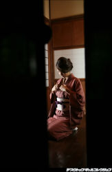 Rule 34 | ando sayako, highres, japanese clothes, kimono, open clothes, open kimono, photo (medium), tagme