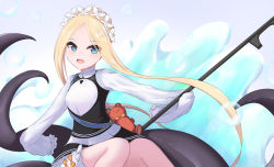 Rule 34 | 1girl, abigail williams (fate), abigail williams (festival outfit) (fate), absurdres, blonde hair, blue eyes, bow, breasts, commentary request, fate/grand order, fate (series), highres, holding, holding key, key, long hair, looking at viewer, official alternate costume, orange bow, parted bangs, sato art, sleeves past fingers, sleeves past wrists, small breasts, solo, stuffed animal, stuffed toy, teddy bear, tentacles