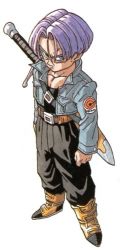 Rule 34 | 1boy, dragon ball, dragonball z, full body, lowres, male focus, simple background, solo, trunks (dragon ball), trunks (future) (dragon ball), white background