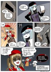 Rule 34 | !?, 1boy, 2girls, :d, @ @, anger vein, artist name, beret, black headwear, black thighhighs, blunt bangs, boots, brown eyes, brown hair, clenched hands, comic, commander (girls&#039; frontline), cow skull, cross, cross hair ornament, dated, dated commentary, deer, door, drum, emphasis lines, fish skeleton, girls&#039; frontline, green eyes, grey hair, hair ornament, hair ribbon, hand on own hip, hat, highres, hk416 (girls&#039; frontline), holding, holding notebook, instrument, iron cross, jacket, korean text, long hair, madcore, multiple girls, notebook, open mouth, pencil, plaid, plaid skirt, ptsd, red headwear, red jacket, ribbon, short hair, single thigh boot, skirt, smile, sten mkii (girls&#039; frontline), teardrop facial mark, thigh boots, thighhighs, translation request, trembling, trophy head, turn pale, twintails, very long hair, white hair
