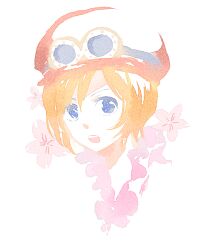 Rule 34 | 1girl, blue eyes, close-up, collar, commentary request, fish191101756, flower, frilled collar, frills, goggles, goggles on headwear, hat, highres, koala (one piece), looking at viewer, one piece, orange hair, short hair, simple background, solo, white background