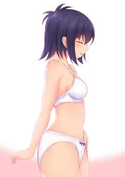 Rule 34 | 10s, 1girl, black hair, blush, bra, breasts, closed eyes, gabriel dropout, highres, karuba (therace), open mouth, panties, small breasts, solo, underwear, underwear only, vignette tsukinose april, white bra, white panties