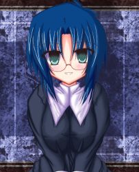 Rule 34 | 00s, blue hair, blush, ciel (tsukihime), glasses, green eyes, nun, solo, traditional nun, tsukihime