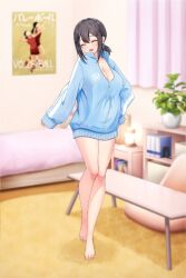 Rule 34 | bottomless, breasts, cleavage, game cg, indoors, large breasts, miyama sora, nijigen kanojo, pregnant, smile, track suit