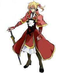Rule 34 | 1boy, alternate color, armor, blonde hair, blue eyes, bridal gauntlets, capelet, da panda, greaves, guilty gear, guilty gear xrd, ky kiske, male focus, planted, planted sword, planted weapon, player 2, ponytail, solo, sword, weapon
