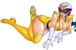 Rule 34 | 1970s (style), 1girl, ass, belt, blue hair, boots, breasts, choudenji machine voltes v, cleavage, gloves, helmet, large breasts, lipstick, makeup, oka megumi, retro artstyle, retro artstyle, skin tight, smile, solo, thigh boots, thighhighs, visor, zen and retro