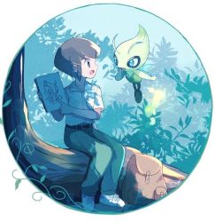 Rule 34 | 1boy, aged down, antennae, artist name, backpack, bad id, bad pixiv id, bag, belt, blue eyes, brown hair, celebi, creatures (company), eye contact, fairy wings, floating, full body, game freak, gen 2 pokemon, green eyes, green pants, hand up, hands up, happy, holding, jpeg artifacts, legendary pokemon, looking at another, male focus, mei (maysroom), mythical pokemon, nintendo, notebook, open mouth, outdoors, pants, pointing, pokemon, pokemon (anime), pokemon (classic anime), pokemon (creature), pokemon 4ever - celebi: the voice of the forest, samuel oak, shirt, shoes, short sleeves, sideways mouth, signature, sitting, smile, tree, white footwear, white shirt, wings
