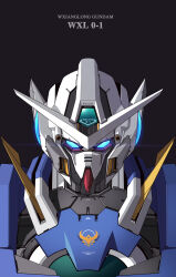 Rule 34 | blue eyes, glowing, glowing eyes, gundam, gundam 00, gundam exia, highres, huang xie, looking at viewer, mecha, mobile suit, no humans, portrait, redesign, robot, science fiction, solo, straight-on, v-fin