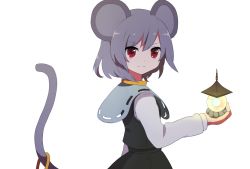 Rule 34 | 1girl, 60mai, animal ears, bad id, bad pixiv id, bishamonten&#039;s pagoda, female focus, grey hair, long sleeves, mouse ears, mouse tail, nazrin, red eyes, short hair, smile, solo, tail, touhou, white background