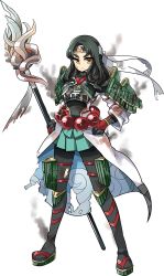 Rule 34 | &gt;:(, 1girl, armor, artist request, beads, black pantyhose, frown, full body, green hair, hachimaki, hand on own hip, headband, holding, holding polearm, holding spear, holding weapon, long hair, nanao (oshiro project), official art, oshiro project:re, oshiro project:re, pantyhose, polearm, prayer beads, solo, spear, thick eyebrows, torn clothes, torn hachimaki, torn pantyhose, transparent background, v-shaped eyebrows, weapon, yellow eyes