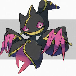 Rule 34 | banette, colored skin, commentary request, creatures (company), full body, game freak, gen 3 pokemon, highres, looking to the side, mega banette, mega pokemon, nintendo, no humans, pink eyes, pink skin, pio (piopio poke), pokemon, pokemon (creature), solo, zipper, zipper pull tab