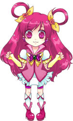 Rule 34 | 00s, 1girl, :3, bad id, bad pixiv id, brooch, bug, butterfly, chibi, cure dream, dress, earrings, female focus, flower, frills, full body, hair ribbon, hair rings, hakomura, insect, jewelry, kneehighs, long hair, magical girl, pink eyes, pink flower, pink hair, pink rose, precure, ribbon, rose, shoes, simple background, socks, solo, white background, white socks, yes! precure 5, yumehara nozomi