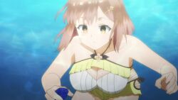 Rule 34 | 2girls, air bubble, animated, anime screenshot, ass, atelier (series), atelier ryza, atelier ryza 1, atelier ryza 2, bikini, blonde hair, breasts, brown eyes, brown hair, bubble, blowing bubbles, butt crack, cleavage, cleavage cutout, clothing cutout, green eyes, highres, holding hands, klaudia valentz, large breasts, multiple girls, navel, ocean, partially submerged, partially underwater shot, reisalin stout, shell, stomach, submerged, swimsuit, tagme, thick thighs, thighs, underwater, video, water