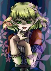 Rule 34 | 1girl, 4c (artist), arm warmers, bad id, bad pixiv id, blonde hair, female focus, green eyes, mito ayame, mizuhashi parsee, short hair, solo, touhou