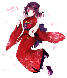 Rule 34 | 10s, 1girl, 2013, akeome, bad id, bad pixiv id, brown hair, chinese zodiac, flower, geta, gloves, hair flower, hair ornament, hairclip, happy new year, japanese clothes, kimono, koto (colorcube), new year, original, platform clogs, red eyes, short hair, snake, snake (chinese zodiac), solo, tabi