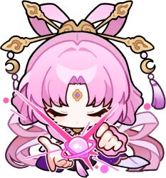 Rule 34 | 1girl, chinese clothes, closed eyes, commentary, crescent, crescent hair ornament, english commentary, forehead jewel, fu xuan (honkai: star rail), hair ornament, honkai: star rail, honkai (series), jewelry, long hair, long sleeves, no mouth, official art, open hand, parted bangs, pink hair, solo, transparent background, upper body