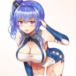 Rule 34 | 1girl, :q, ahoge, ass, azur lane, bare shoulders, blue hair, blush, braid, breasts, buran (22x), china dress, chinese clothes, cleavage, covered navel, cowboy shot, dress, floral print, gloves, grey background, hand fan, highres, holding, holding fan, large breasts, legs apart, lips, long hair, looking at viewer, multiple views, no panties, paper fan, pelvic curtain, purple eyes, shiny skin, simple background, smile, spread legs, st. louis (azur lane), teeth, thighhighs, tongue, tongue out, two side up, upper teeth only, white dress