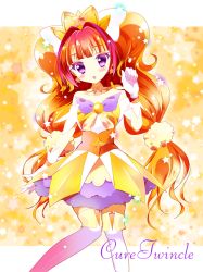 Rule 34 | 1girl, :o, amanogawa kirara, bare shoulders, blush, brown hair, choker, cure twinkle, earrings, english text, engrish text, eyelashes, frilled skirt, frills, gloves, go! princess precure, gradient hair, hair ornament, jewelry, koron (macarongirl27), long hair, magical girl, multicolored hair, precure, purple eyes, quad tails, ranguage, red hair, ribbon, skirt, smile, solo, star (symbol), star earrings, starry background, streaked hair, text focus, thighhighs, twintails, two-tone hair, white gloves, white thighhighs, zettai ryouiki