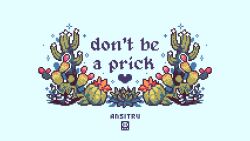 Rule 34 | ansitru, artist name, blue background, cactus, commentary, english commentary, english text, heart, highres, no humans, original, pixel art, plant focus, simple background, sparkle, watermark