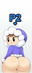 Rule 34 | ass, ass focus, blue panties, cropped, game, highres, huge ass, ice climber, ice climbers, looking at viewer, looking back, mittens, nintendo, panties, popo (ice climber), super smash bros., sweater, underwear, video game, white background, yaoi, zeriie