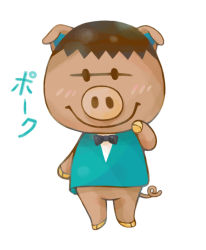 Rule 34 | animal crossing, animal ears, blush, bow, bowtie, furry, kisisippigawa, nintendo, pig, pig ears, pig tail, simple background, solo, spork (animal crossing), tail, white background