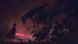 Rule 34 | 501st legion : vader&#039;s fist vs space cockroaches, alien (series), alien queen, aliens (1986), cape, corpse, crossover, darth vader, drooling, energy sword, epic, from side, guillem h pongiluppi, guillemhp, head down, helmet, highres, holding, holding sword, holding weapon, lightsaber, lying, on stomach, open mouth, profile, realistic, saliva, star wars, stormtrooper, sword, weapon, xenomorph
