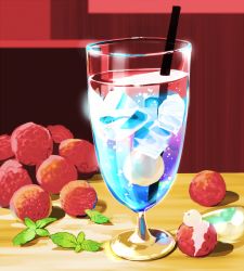 Rule 34 | berry, chai (drawingchisanne), cup, drink, drinking glass, drinking straw, food, food focus, fruit, highres, ice, ice cube, indoors, no humans, original, raspberry, shadow, table