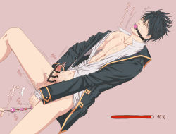 Rule 34 | 2boys, abs, anal, animal ears, black hair, blue eyes, blush, cum, cum in ass, cum on body, cumdrip, dildo, erection, gag, gintama, hijikata toushirou, looking at viewer, male focus, male penetrated, multiple boys, muscular, pectorals, penis, sex, sex toy, steam, sweat, tagme, tail, underwear, undressing, yaoi