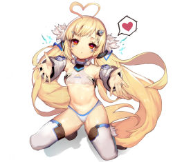 Rule 34 | 1girl, :o, ahoge, azur lane, bad id, bad pixiv id, bare shoulders, blonde hair, blush, breasts, character name, commentary request, cotn7806, crop top, detached sleeves, eldridge (azur lane), electricity, facial mark, full body, heart, heart ahoge, long hair, long sleeves, looking at viewer, navel, outstretched arms, panties, parted lips, puffy long sleeves, puffy sleeves, reaching, reaching towards viewer, red eyes, small breasts, solo, spoken heart, squatting, thighhighs, twintails, underwear, very long hair, white background, white panties, white thighhighs