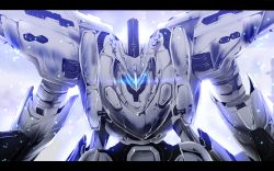 Rule 34 | armored core, glowing, highres, letterboxed, mecha, nekominase, no humans, robot, tagme, white glint