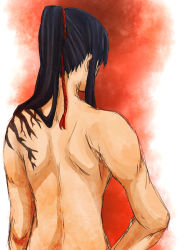 Rule 34 | 1boy, black hair, d.gray-man, from behind, gradient background, kanda yuu, male focus, solo, tagme, white background
